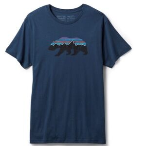Patagonia Fitz Roy Bear slim fit organic cotton tee, XL, Dolomite Blue
